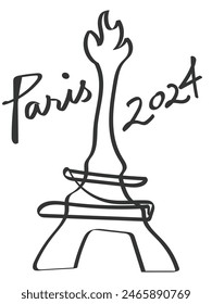 hand drawn line art vector of major sports event in 2024. Games and sports festival line art elements.