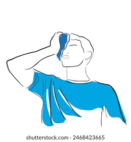 hand drawn line art vector of heat stroke. Risk factors and precautionary measures against it. 