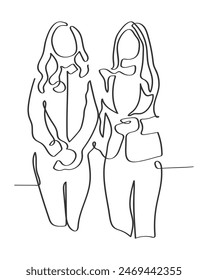 Hand drawn line art vector of people in executive settings. Corporate team work and groups.