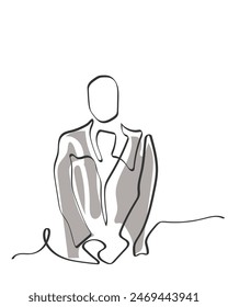 Hand drawn line art vector of a man in corporate settings. Formal dressing of executives.