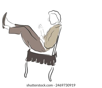 hand drawn line art vector of a vintage woman. Women of old times.