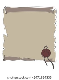 Hand drawn line art vector of Scroll. Ancient literature concept. Poet authors and writers elements.