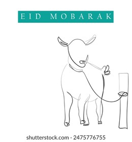 Hand drawn line art vector of goats. Sacrificial rituals for muslims eid celebrations. eid ritual