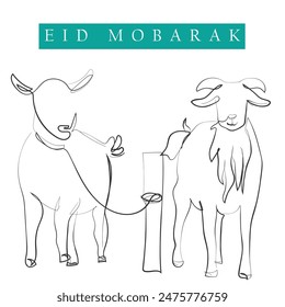 Hand drawn line art vector of goats. Sacrificial rituals for muslims eid celebrations. eid ritual