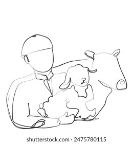 hand drawn line art vector of muslim eid celebrations elements. 