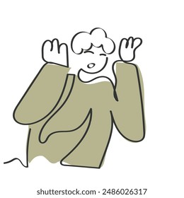 Vector de arte de línea dibujada a mano de una persona enojada. El concepto de crisis de ira.