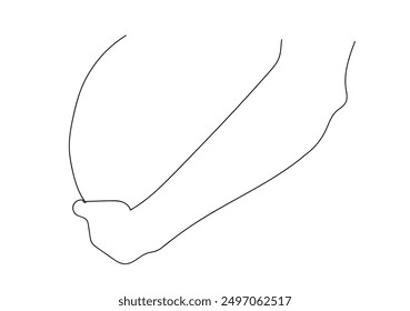 Hand drawn line art vector of pregnant woman abstract art without face. Pregnancy poster art. Minimalist contour illustration of a happy mother.