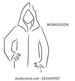 Hand drawn line art vector of Muslim women from around te world. Covering style of Muslim women in Morocco