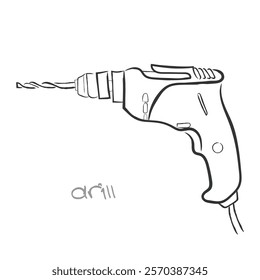 Hand drawn line art vector of tools. 