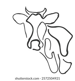 hand drawn line art vector of a cow silhouette 