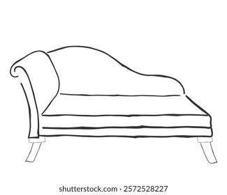 hand drawn line art vector of sofa seat. 