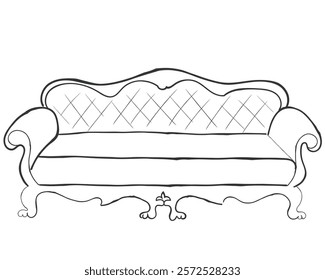 hand drawn line art vector of sofa seat. 