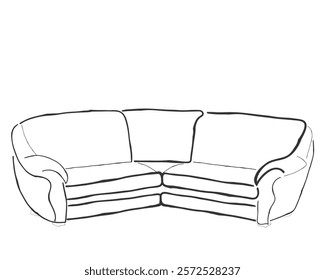 hand drawn line art vector of sofa seat. 