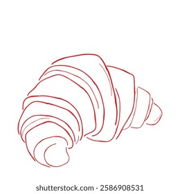 hand drawn line art vector of a croissant. Italian bakery foods. Drawing in vintage inspired style.