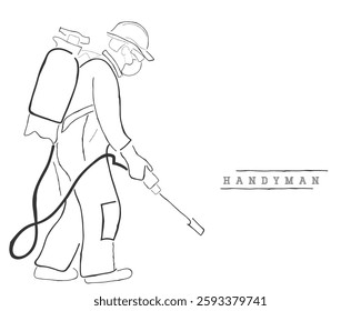 hand drawn line art vector of a handy man.