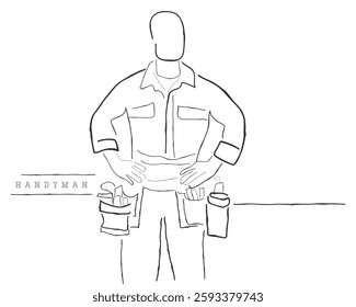hand drawn line art vector of a handy man.