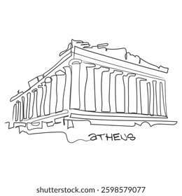 hand drawn line art vector of Athens. Roman heritage art. 