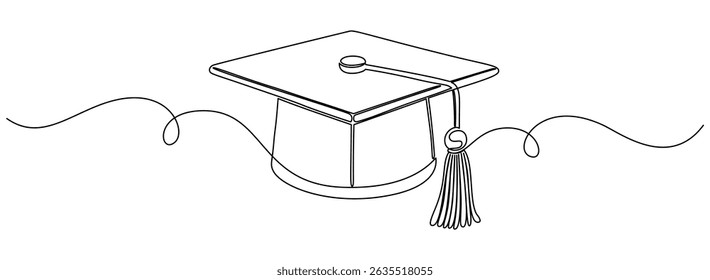hand drawn line art vector illustration of graduation hat, graduation line art style vector illustration