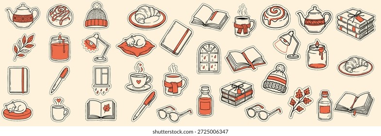 Un conjunto de Vectores de arte de línea dibujado a mano de papelería romántica e íconos de regalo del día de San Valentín, adecuado para tarjetas de felicitación, marcas y gráficos de Web, caprichoso.