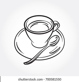 Hand drawn line art vector illustration of a cup of Coffee..