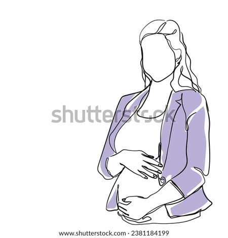 hand drawn line art vector of a pregnant business woman. Pregnancy and executive lifestyle. Motherhood in corporate settings. Pregnant boss art.