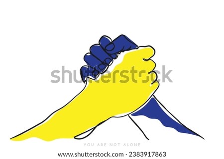 hand drawn line art vector of hands gesturing support and solidarity. you are not alone.