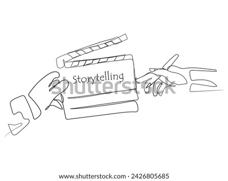 Hand drawn line art vector of Storytelling direction. Importance of story telling.
