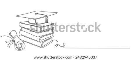 hand drawn line art vector illustration of graduation hat, graduation line art style vector illustration