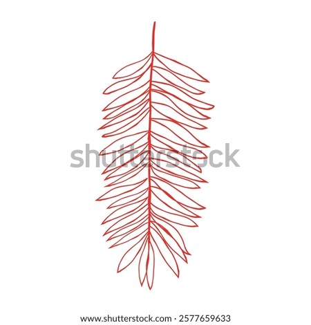 hand drawn line art vector of leaf art. Retro style free hand art of plants elements.