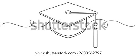 hand drawn line art vector illustration of graduation hat, graduation line art style vector illustration