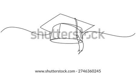 hand drawn line art vector illustration of graduation hat, graduation line art style vector illustration