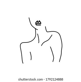 Hand drawn line art woman. Continuous line drawing, fashion, girl pretty face illustration.Self love and care concept.  Perfect for t-shirt print.