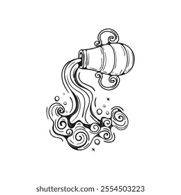 Hand Drawn Line Art Zodiac Sign - 02