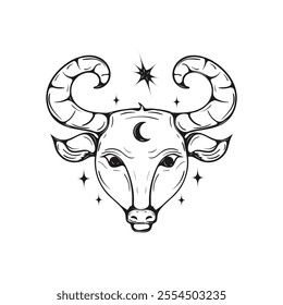 Hand Drawn Line Art Zodiac Sign - 08