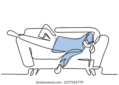 hand drawn line artvector of Afternoon Slump, Laziness and Procrastination Postpone, Boredom and Sleepy Work Concept