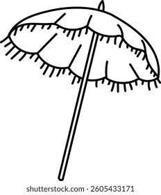 Hand Drawn Line Beach Umbrella Vector Illustration
