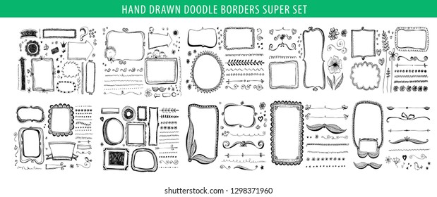 hand drawn line border frame vector design element bundle set template for invitation or greeting card cute line classic white vegetation flower ritual nails hand isolated black abstract edge leaf dra