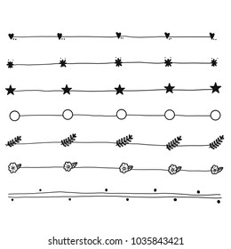 Hand drawn of line border set and design element style, vector illustration design.