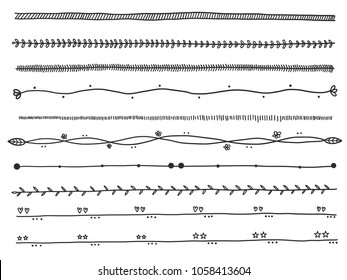 Hand drawn of line border set and design element style, vector illustration design.