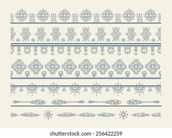 hand drawn line border set. indian ornaments