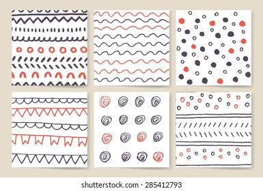 Hand drawn line border set. Pattern, ornament, ribbon.Colored Doodle decor for decorating greeting card, design template, invitations, holiday, textile. Style for Invitation Design. 