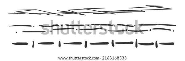 Hand drawn line borders, scribble strokes\
and design elements. Set of handmade lines, underlines. Black\
marker and grunge brush stroke lines. Doodle style pen brushes.\
Vector illustration.