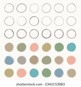 Hand drawn line and brush painted circles with place for your text, vector eps10 illustration