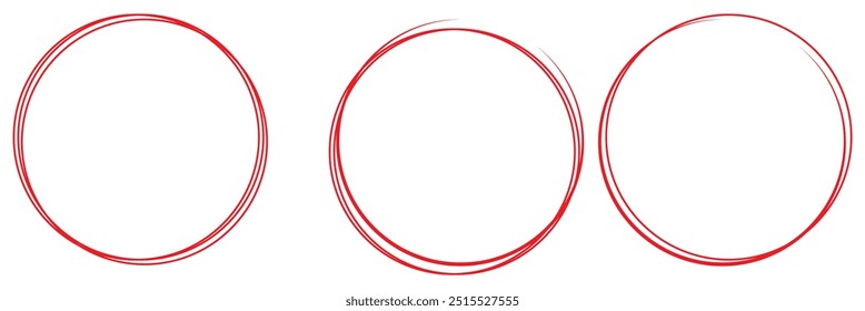 Conjunto de esbozo de círculo de línea dibujado a mano. Colección de Doodle circles. Garabato de forma redonda. Marcos circulares de Anuncio para texto. Ilustración vectorial.