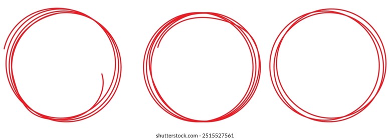 Conjunto de esbozo de círculo de línea dibujado a mano. Colección de Doodle circles. Garabato de forma redonda. Marcos circulares de Anuncio para texto. Ilustración vectorial.