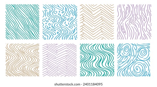 Hand drawn line color vector background set