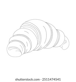 Hand drawn line croissant. Vector illustration of bakery product. Black and white drawing for menu, packaging and label