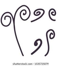 Hand drawn line doodle curl set in vintage style. Vector black graphic design element.