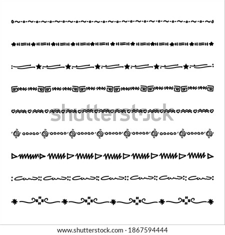 Hand drawn line doodle Marker vector border set 