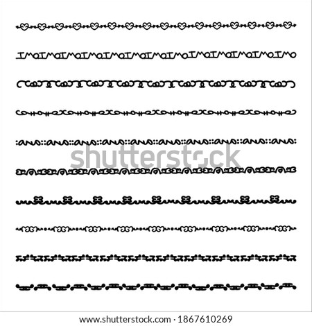 Hand drawn line doodle Marker vector border set 